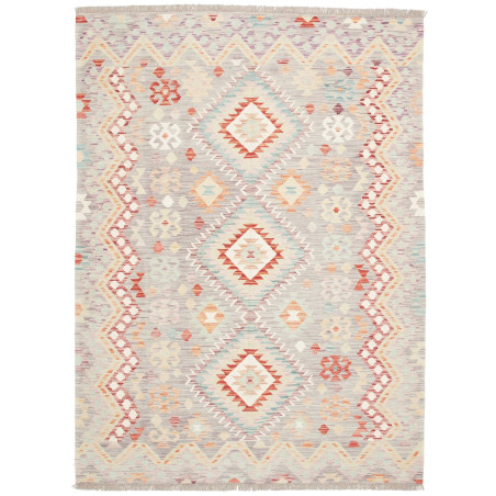 Tappeto Kilim Afghanistan Grigio Chiaro Terracotta 154x207 c
