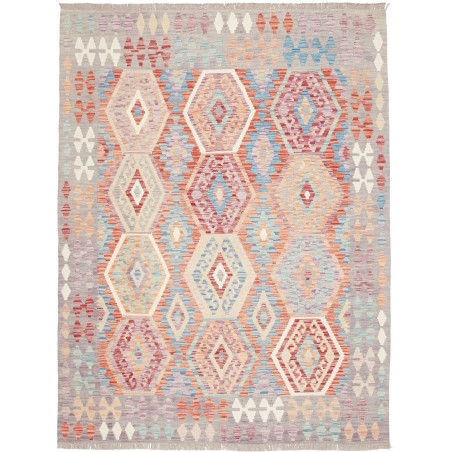 Tappeto Kilim Afghanistan Grigio Multicolore azzurro 150x198