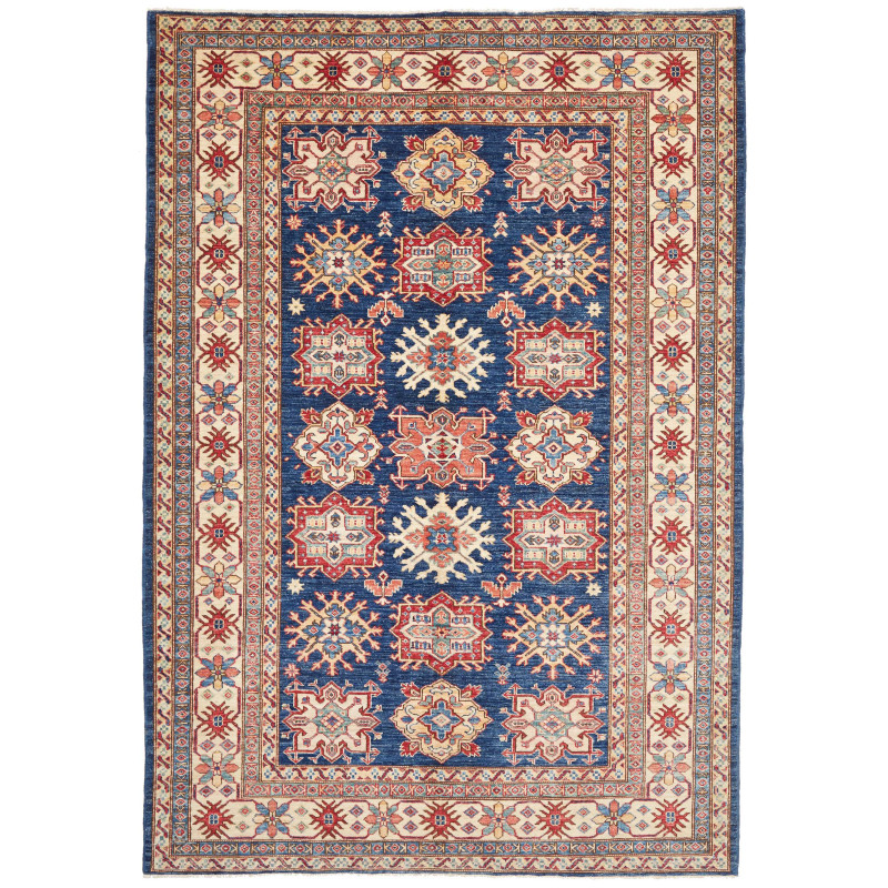 Tappeto Kazak Fine Pakistan Astratto Blu Rosso 172x247 Cm