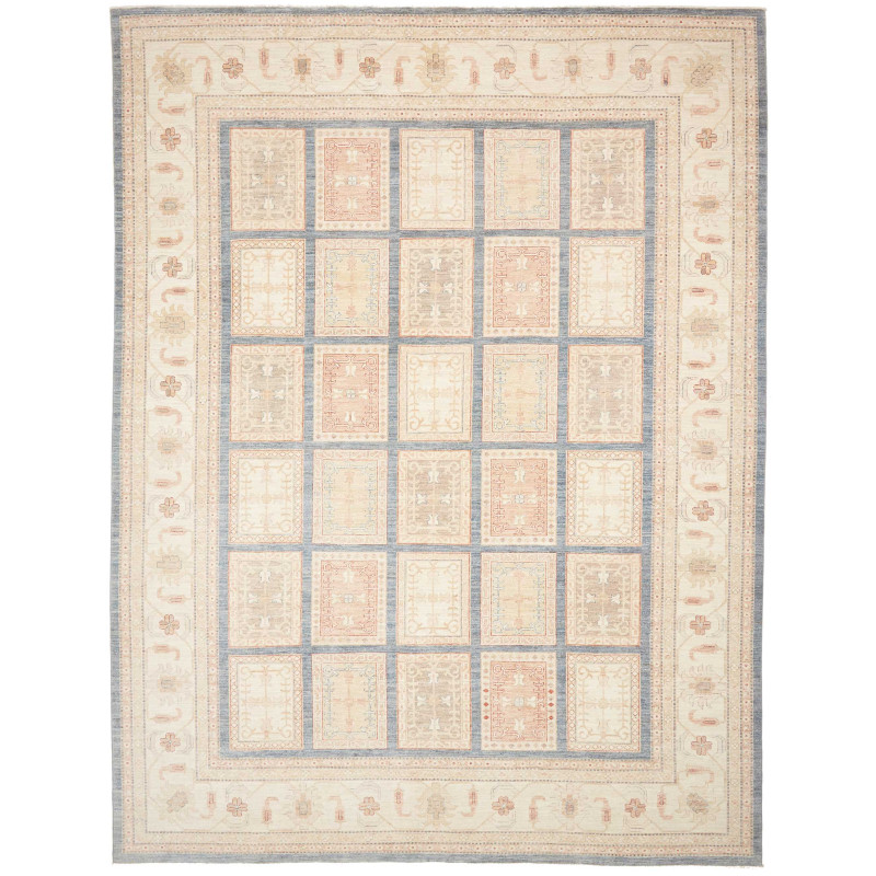 Tappeto Bakhtiyar Pakistan Floreale Crema Azzurro 302x392 Cm