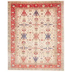 Tappeto Kazak Fine Pakistan Geometrico Crema Rosso 308x375 C