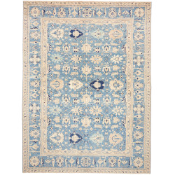 Tappeto Kazak Fine Pakistan Astratto Blu Avorio 267x367 Cm
