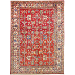 Tappeto Kazak Fine Pakistan Geometrico Rosso Beige 296x406 C