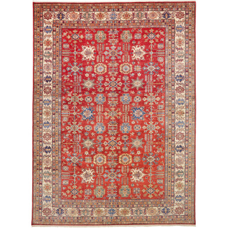 Tappeto Kazak Fine Pakistan Geometrico Rosso Beige 296x406 C