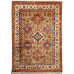 Tappeto Kazak Fine Pakistan Astratto Sabbia Rosso 145x203 Cm