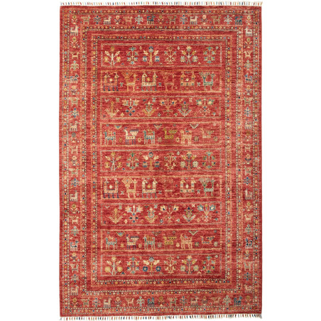 Tappeto Rubin Pakistan Geometrico Rosso Rubino 142x216 Cm