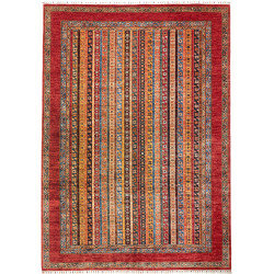 Tappeto Shall Pakistan Geometrico Rosso Multicolore 219x307