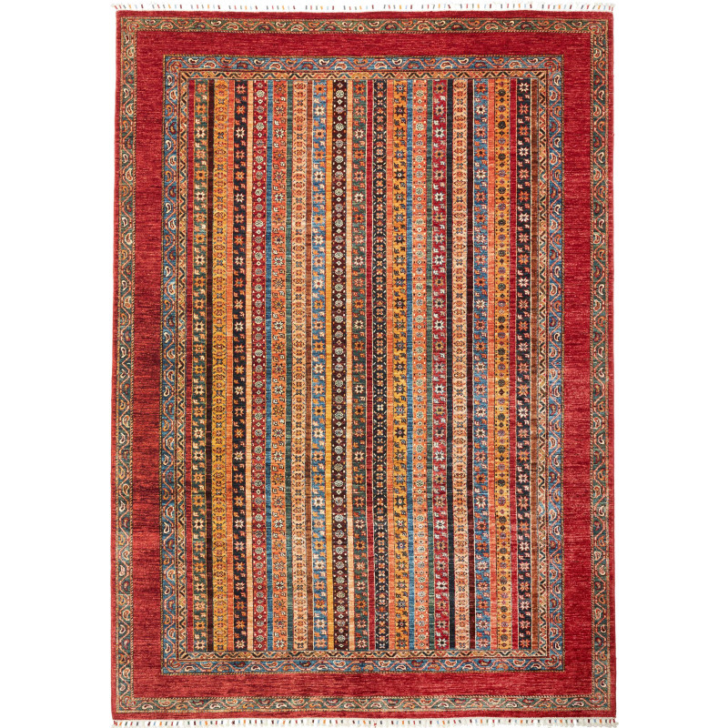 Tappeto Shall Pakistan Geometrico Rosso Multicolore 219x307