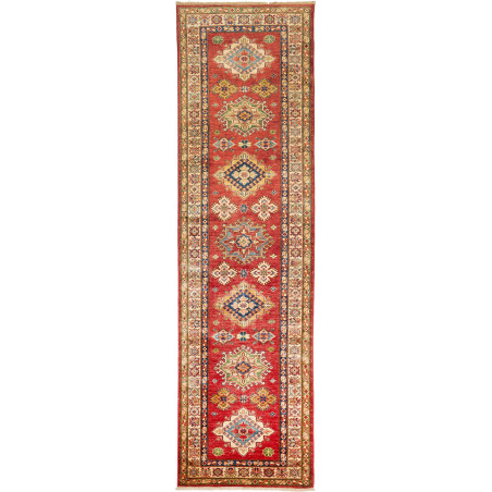 Tappeto Kazak Fine Pakistan Rosso Terracotta Blu 83x306 cm