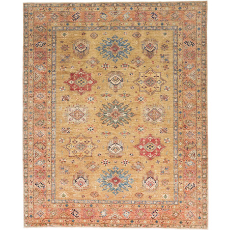 Tappeto Kazak Fine Pakistan Giallo Oro Terracotta 254x307 cm