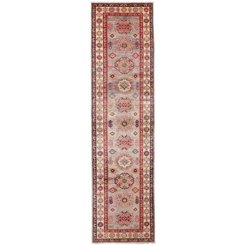 Tappeto Kazak Fine Pakistan Grigio-azzurro Rosso 82x313 cm