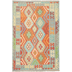 Tappeto Kilim Afghanistan Geometrico Turchese Arancio 151x20
