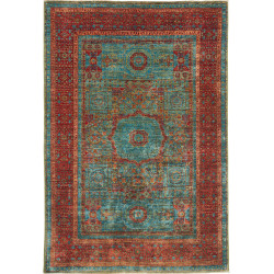Tappeto Mamlouk Pakistan Medaglione Turchese Rosso Mattone E