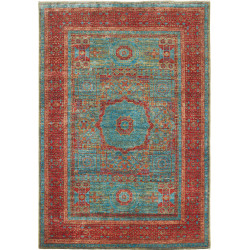 Tappeto Mamlouk Pakistan Geometrico Turchese Rosso Antico 12