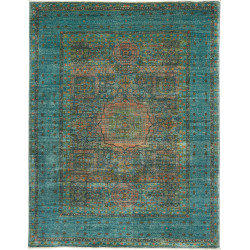 Tappeto Mamlouk Pakistan Medaglione Turchese Verde Acqua 156