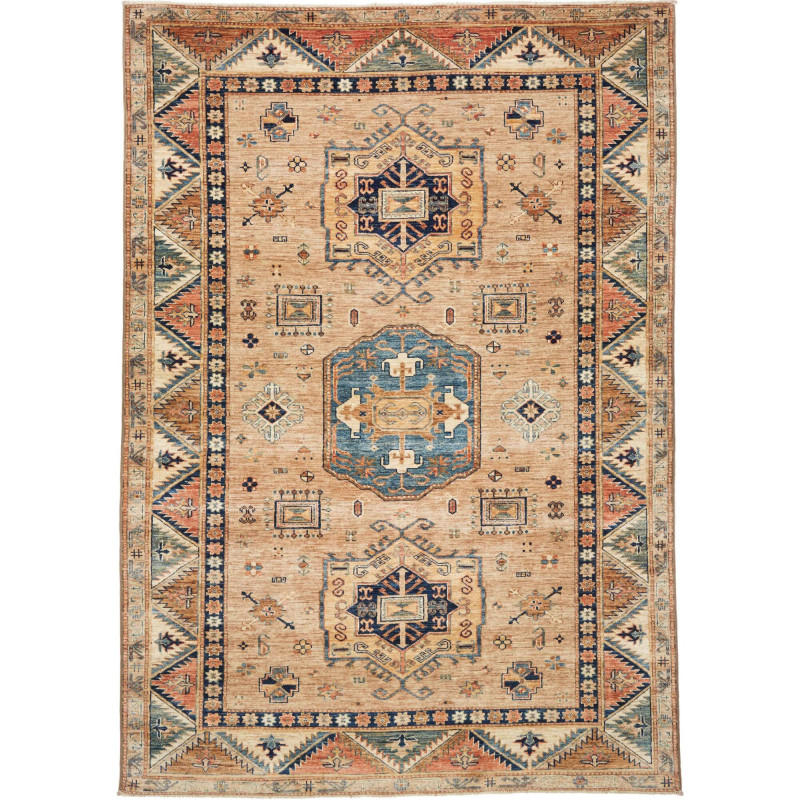 Tappeto Kazak Fine Pakistan Astratto Beige Blu 168x238 cm