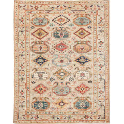 Tappeto Kazak Fine Pakistan Astratto Beige Crema 167x218 cm