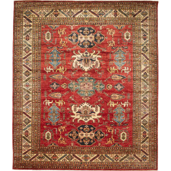 Tappeto Kazak Fine Pakistan Astratto Rosso Terracotta Blu Sc