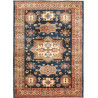 Tappeto Kazak Fine Pakistan Cornice Blu Profondo Crema 146x2