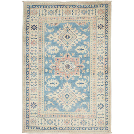 Tappeto Kazak Afghanistan Geometrico Azzurro Cielo Crema 95x