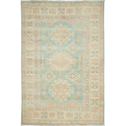 Tappeto Kazak Afghanistan Medaglione Verde Acqua Tenue Panna
