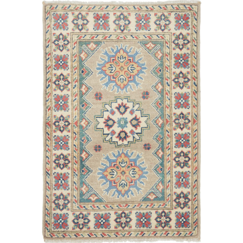 Tappeto Kazak Afghanistan Astratto Beige Blu 62x94 cm