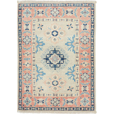 Tappeto Kazak Afghanistan Geometrico Crema Blu 61x86 cm
