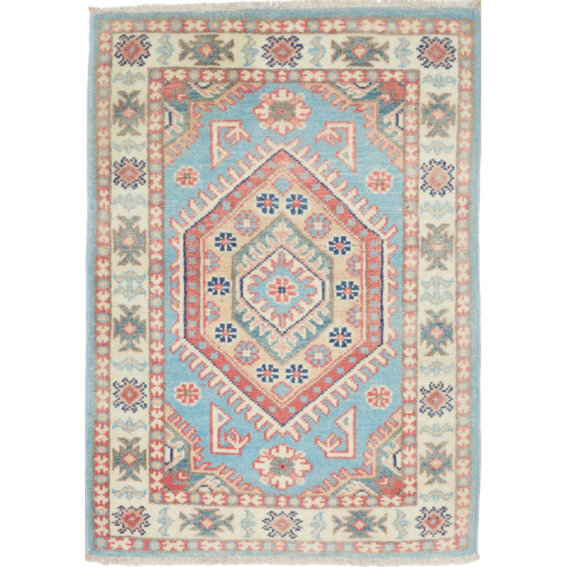 Tappeto Kazak Afghanistan Geometrico Azzurro Acquamarina Bei