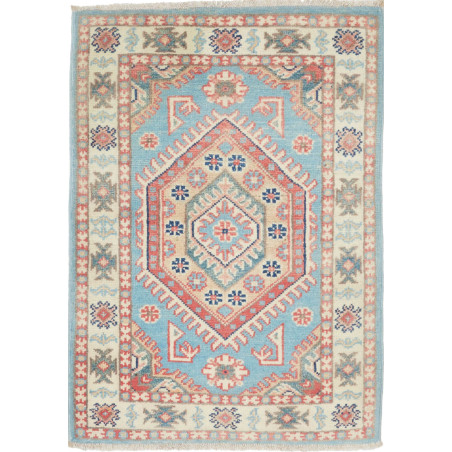 Tappeto Kazak Afghanistan Geometrico Azzurro Acquamarina Bei