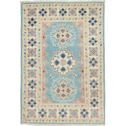 Tappeto Kazak Afghanistan Astratto Azzurro Crema 63x92 cm