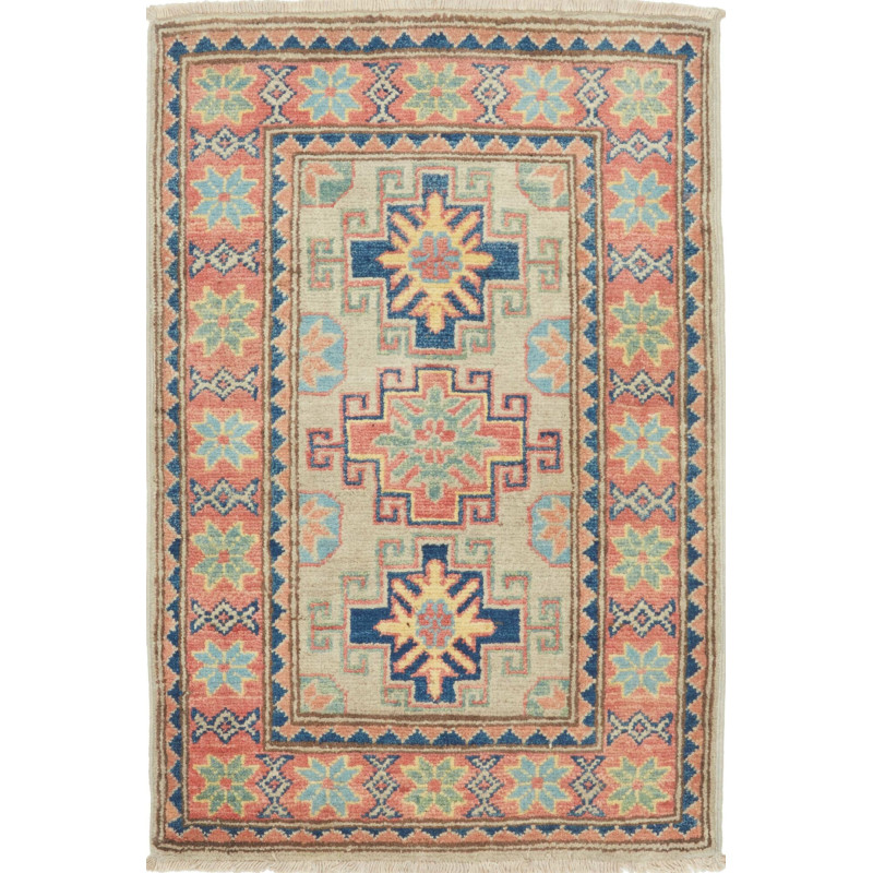 Tappeto Kazak Afghanistan Astratto Beige Corallo 57x87 cm