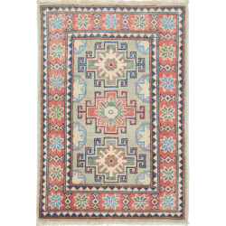Tappeto Kazak Afghanistan Geometrico Verde Salvia Terracotta