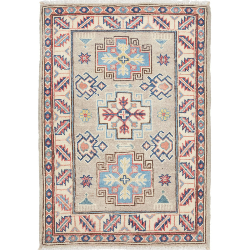 Tappeto Kazak Afghanistan Astratto Beige Blu 61x91 cm