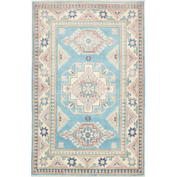 Tappeto Kazak Afghanistan Geometrico Azzurro Acquamarina 100