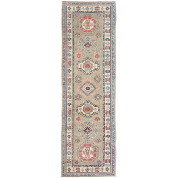 Tappeto Kazak Afghanistan Astratto Tortora Crema 85x291 cm
