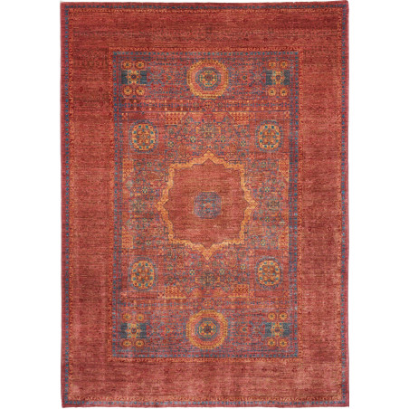 Tappeto Mamlouk Pakistan Geometrico Rosso Terracotta Blu Den