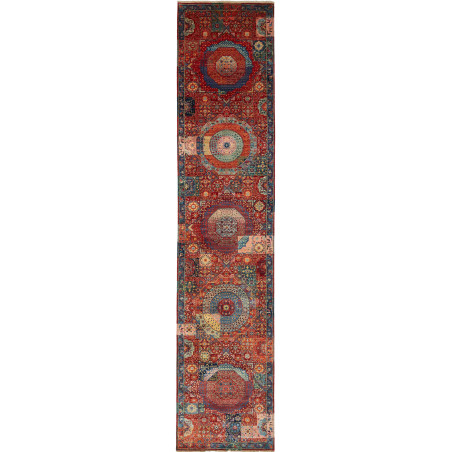Tappeto Mamlouk Pakistan Astratto Rosso Mattone Blu 85x393 c