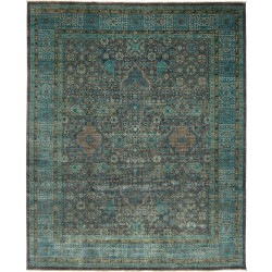 Tappeto Mamlouk Pakistan Geometrico Blu Petrolio Turchese 25