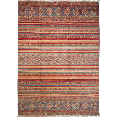 Tappeto Samarkand Pakistan Geometrico Rosso Blu 249x351 cm