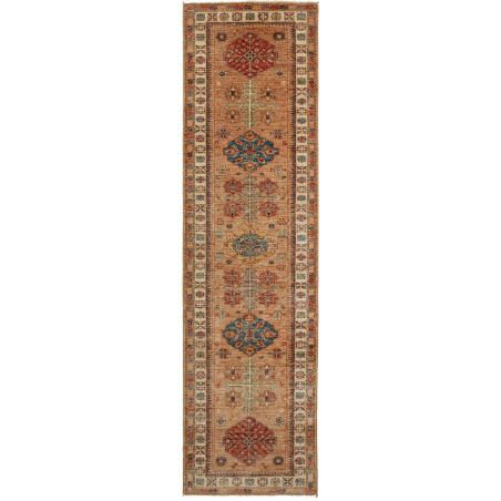 Tappeto Kazak Fine Pakistan Tribale Terracotta Beige 82x297