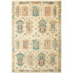 Tappeto Tribal Pakistan Astratto Crema Avorio 147x212 cm