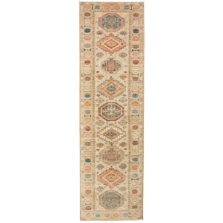Tappeto Kazak Fine Pakistan Astratto Beige Blu 81x291 cm