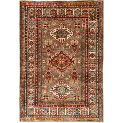 Tappeto Kazak Fine Pakistan Astratto Marrone-grigio Rosso Bo