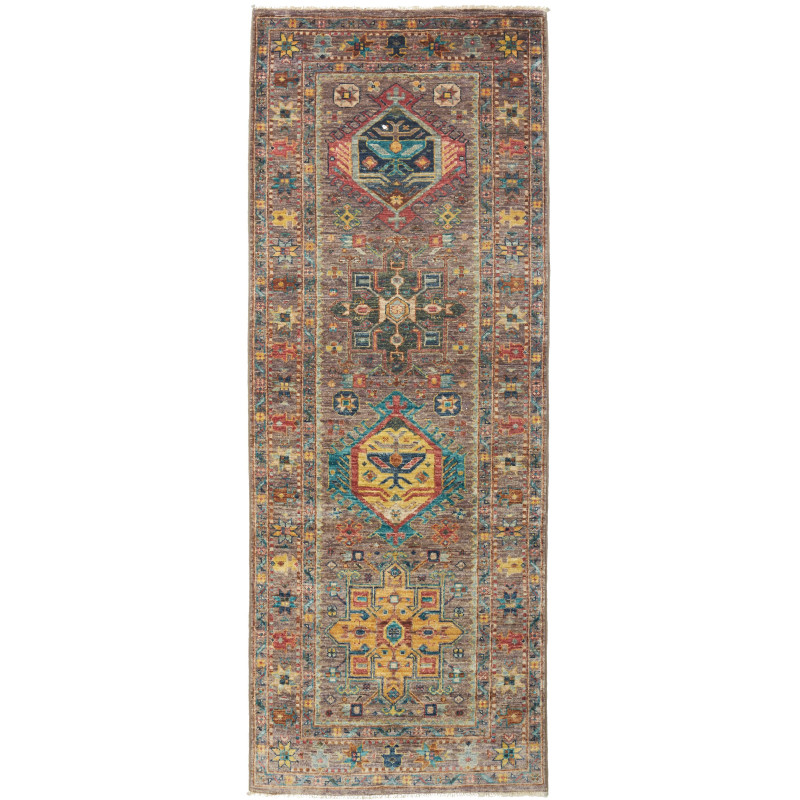 Tappeto Tribal Pakistan Geometrico Marrone Turchese 75x201 c