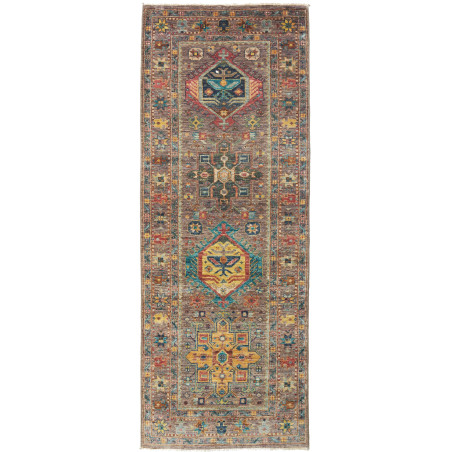 Tappeto Tribal Pakistan Geometrico Marrone Turchese 75x201 c