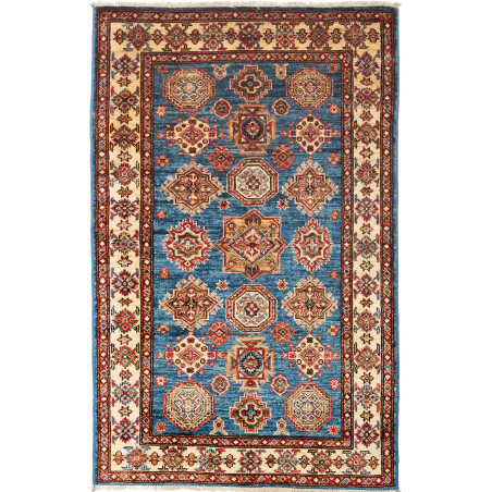 Tappeto Kazak Fine Pakistan Geometrico Blu Beige 101x151 cm