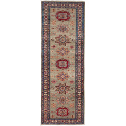 Tappeto Kazak Fine Pakistan Astratto Verde Salvia Rosso Scur