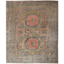 Tappeto Mamlouk Pakistan Medaglione Grigio Verde Terracotta