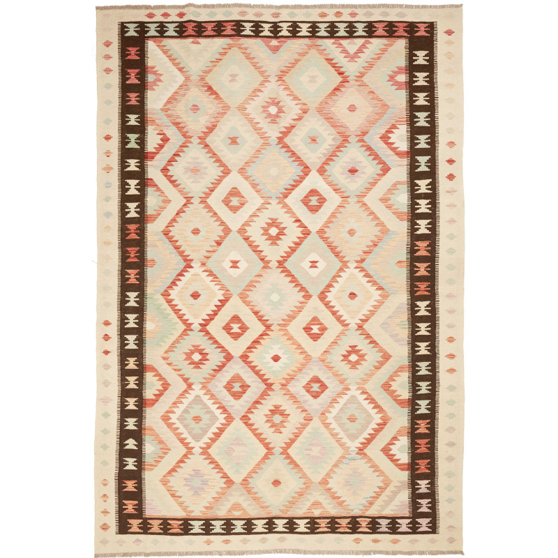 Tappeto Kilim Afghanistan Astratto Crema Arancione Ruggine G