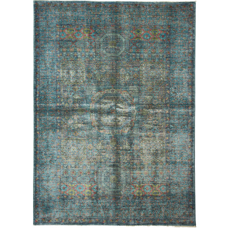 Tappeto Mamlouk Pakistan Geometrico Blu Teal Verde Acquamari